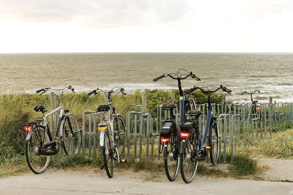bicycles, sea, dunes